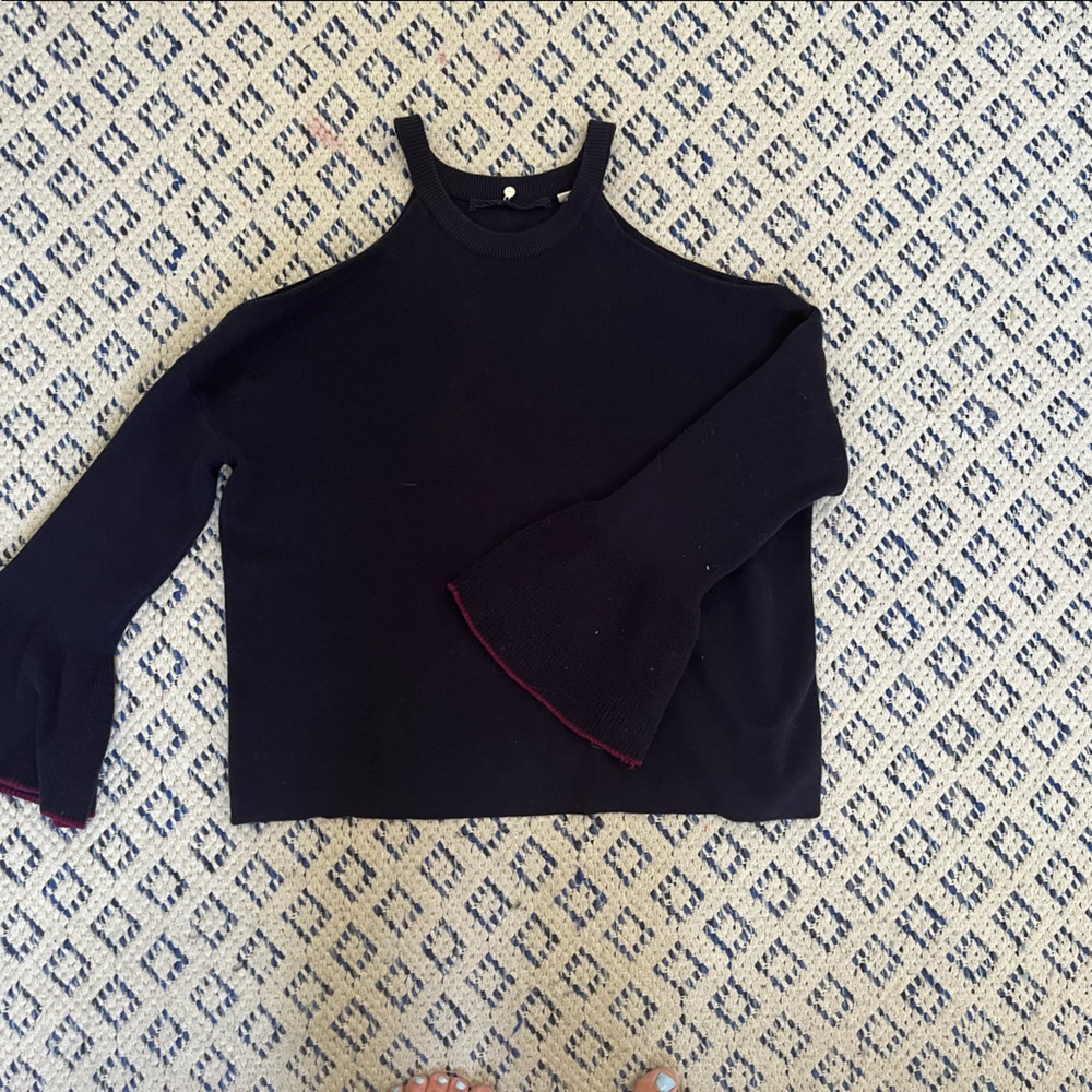 Anthropologie Bell Sleeve Sweater Navy